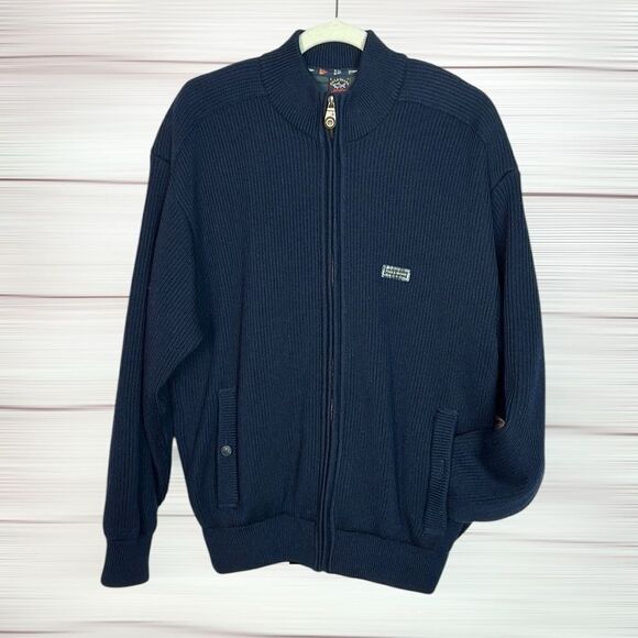 Paul & Shark Men's Navy Blue Wool Full Zip Sweater Cardigan Fully Lined Jacket M - Picture 3 of 16